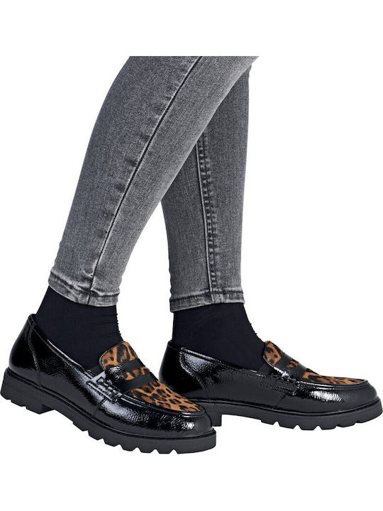 Leder Damen Mokassins in Schwarz Farbe