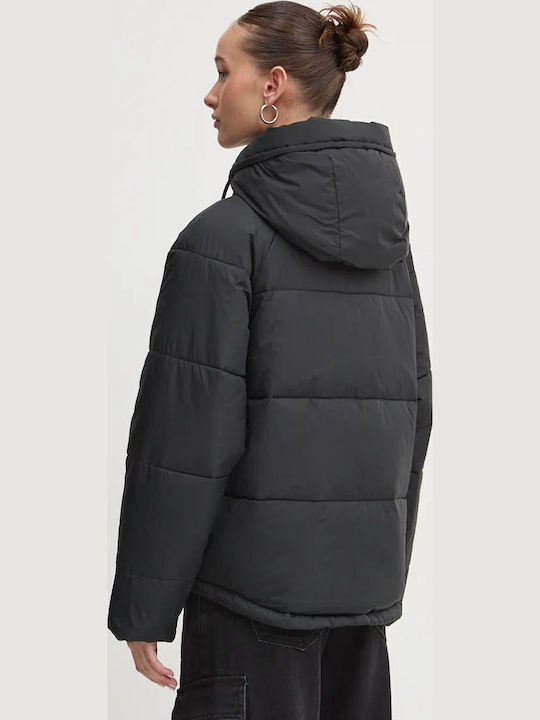 Κοντό Γυναικείο Puffer Μπουφάν για Χειμώνα Black