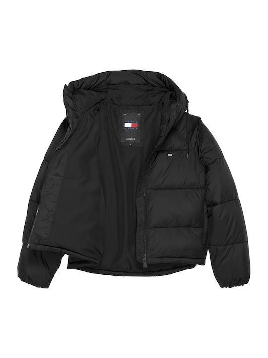 Κοντό Γυναικείο Puffer Μπουφάν για Χειμώνα Black