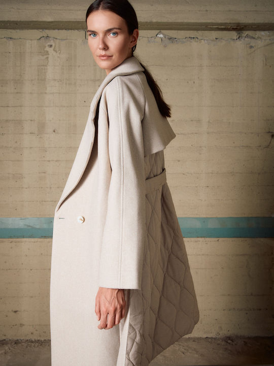Women's Lt Beige Coat with Hood