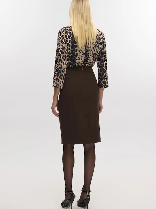 Pencil High-waisted Skirt Brown