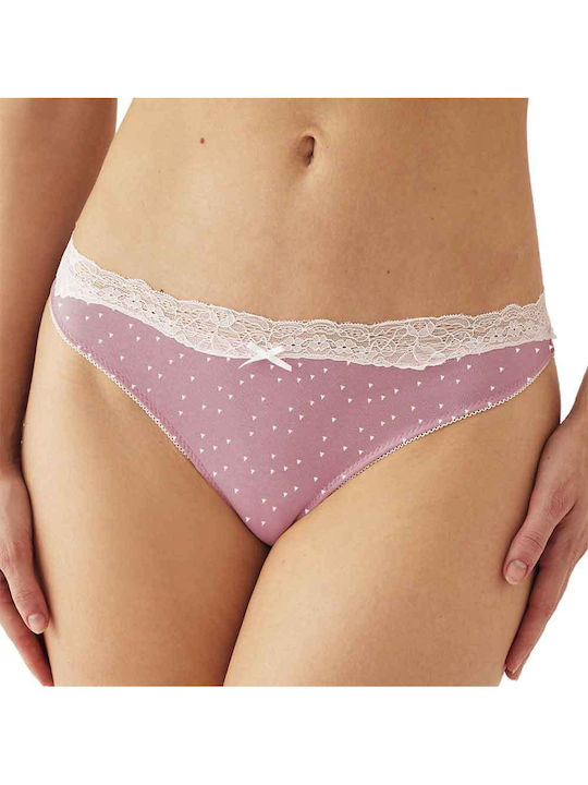 Βαμβακερά Damen Slip 3Pack mit Spitze Salmon, Burgundy, Floral