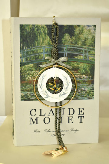 LiebeQueen Lucrat manual Suspendata Amulet Ramură de măslin Auriu din Lemn 1buc