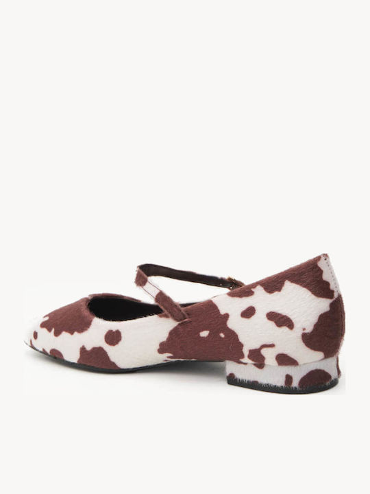 Cow Print Damen Ballerinas Mit Rund Zeh