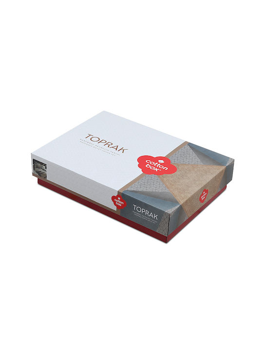 Cotton Box Bettbezug-Set Baumwolle Doppelbett mit 2 Kissenbezügen 200x220 Box 4 Brown - Grey