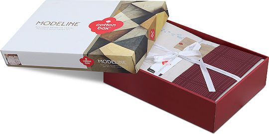 Cotton Box Flos Baumwolle Bettbezug Set 160x220cm Einzelbett mit Kissenbezug Burgundisch