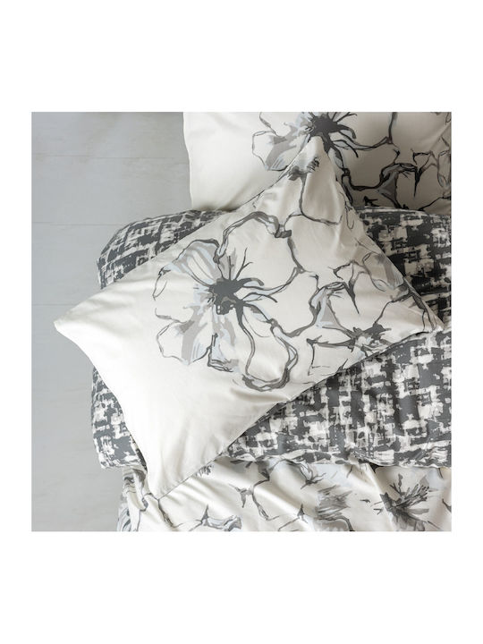 Cotton Box Duvet Cover Set Cotton Double with 2 Pillowcases 200x220 Box 4 Charcoal