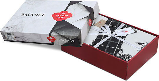 Cotton Box Duvet Cover Set Cotton Double with 2 Pillowcases 200x220 Box 4 Charcoal