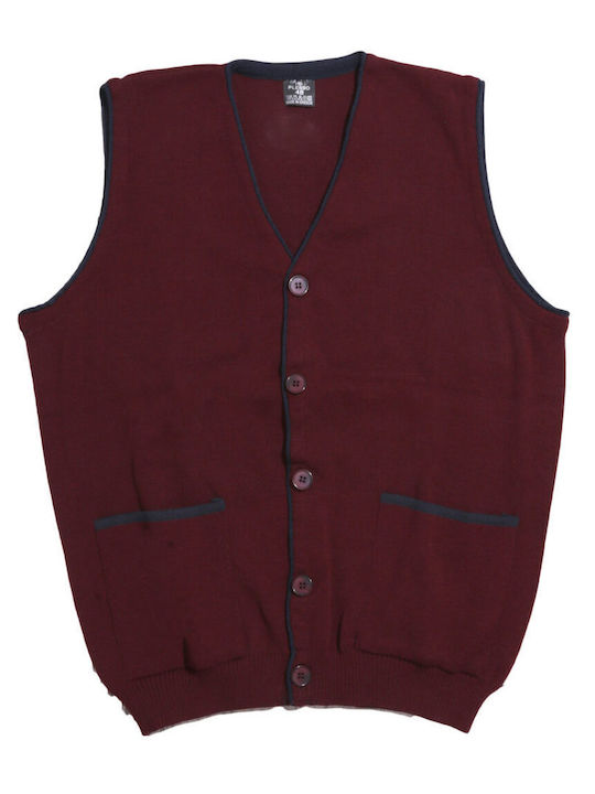 Herren Strickjacke mit Knöpfen Burgundisch