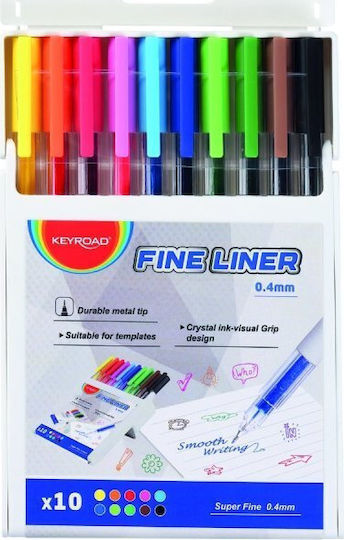Keyroad Zeichenmarker 0.4mm 10 Colors 10Stück