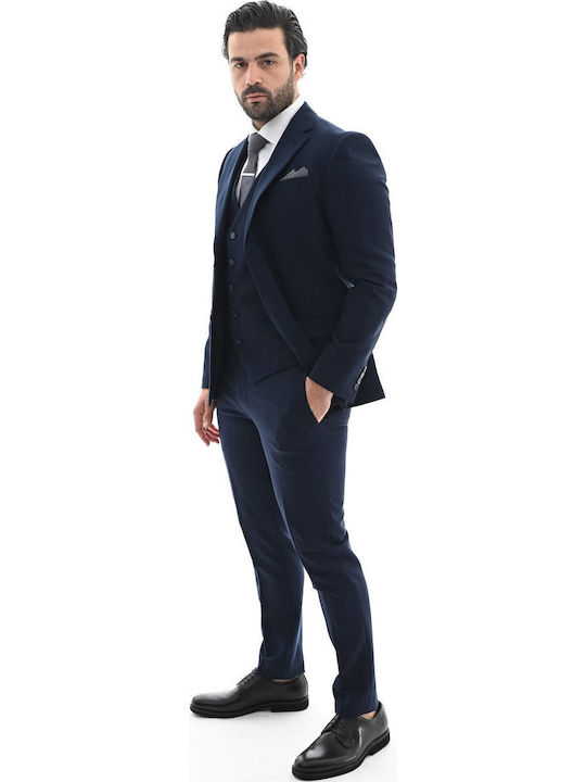 Men's Suit with Vest Blue