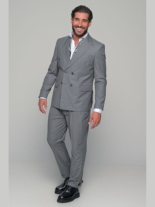 Oxford Men's Suit Slim Fit Gray