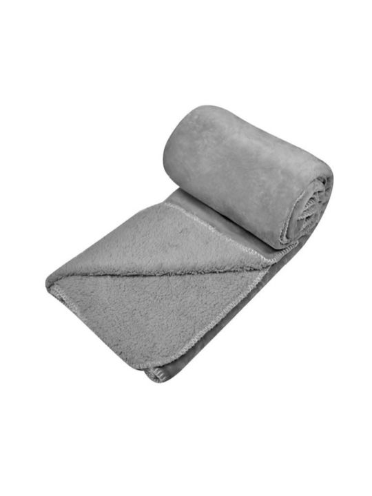 Furry Double Bed Blanket 220x200cm Gray