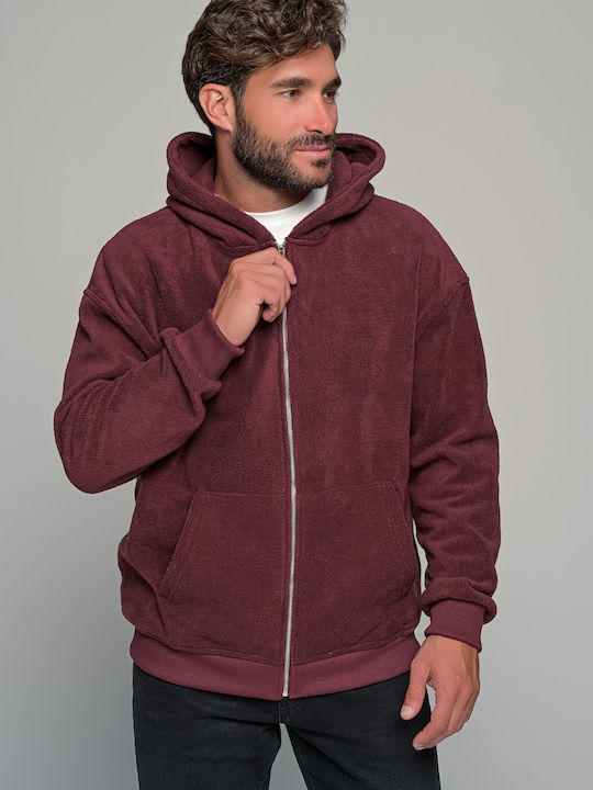 Cardigan Bărbați Fleece Roșu