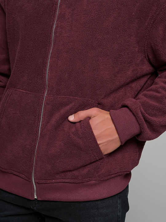 Cardigan Bărbați Fleece Roșu