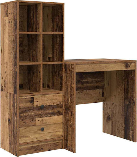 Desk Wooden with Bookshelf Old Wood 70x50x76cm