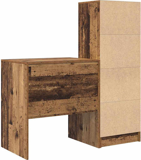 Desk Wooden with Bookshelf Old Wood 70x50x76cm