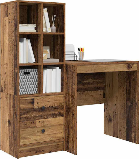 Desk Wooden with Bookshelf Old Wood 70x50x76cm