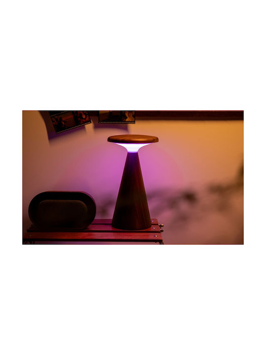 Gingko Kunststoff Tischlampe LED mit Braun Schirm und Basis