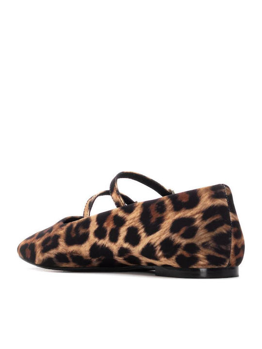 Damen Ballerinas mit Riemen in Braun Farbe