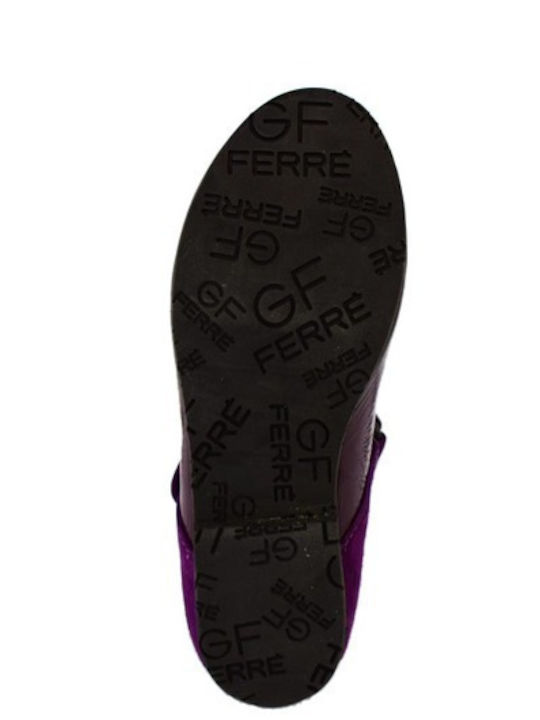 Balerini copii cu închidere Hoop & Loop Piele lăcuită Violet