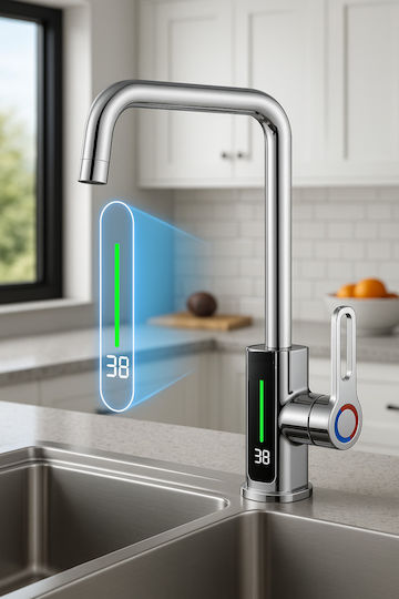 Poly-748 Tall Kitchen Faucet Counter Temperature Indicator