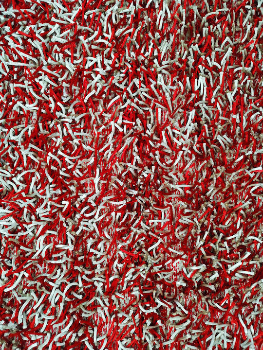 Χαλί Ορθογώνιο Shaggy Κόκκινο-λευκό 140x200cm