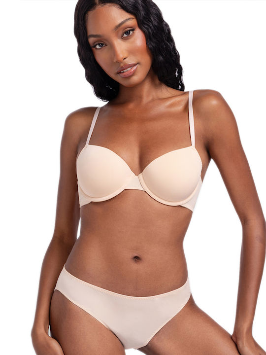 Bordeaux & Beige Сутиен с лека подложка & с Банели 2Pack
