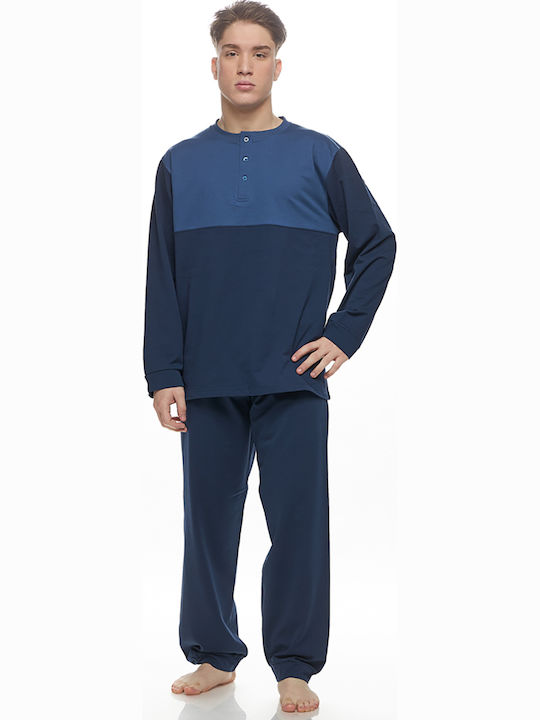Galaxy Winter Herrenpyjama Baumwollene Marineblaue Marín
