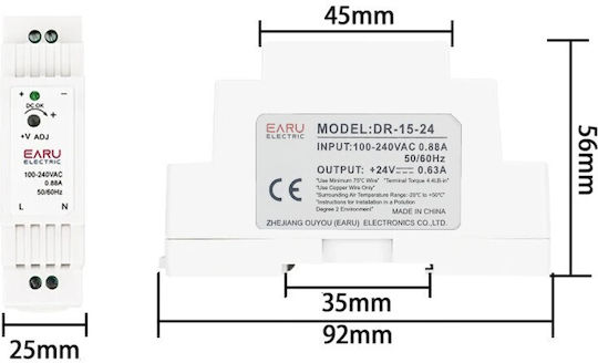 Earu DIN Rail Power Supply 15W