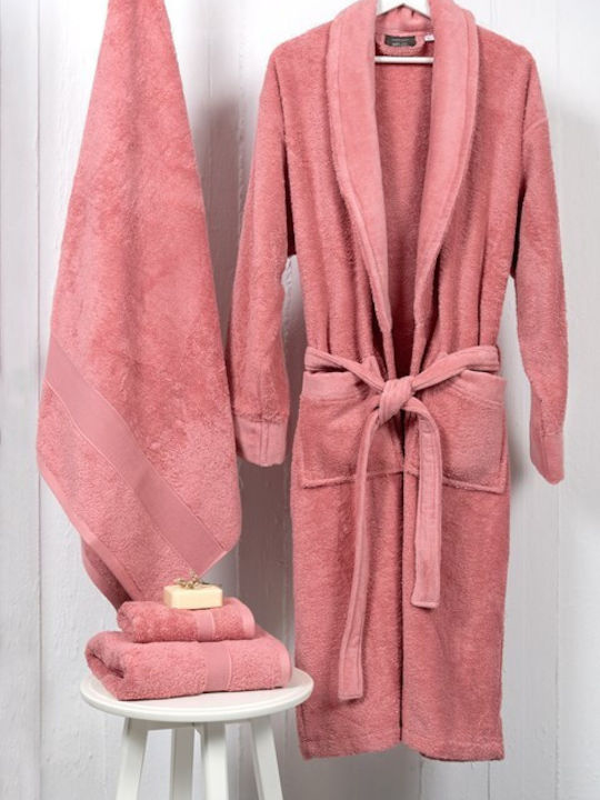 Naf Naf Bonjour Bademantel mit Kragen Eng Rose 450gr/m²