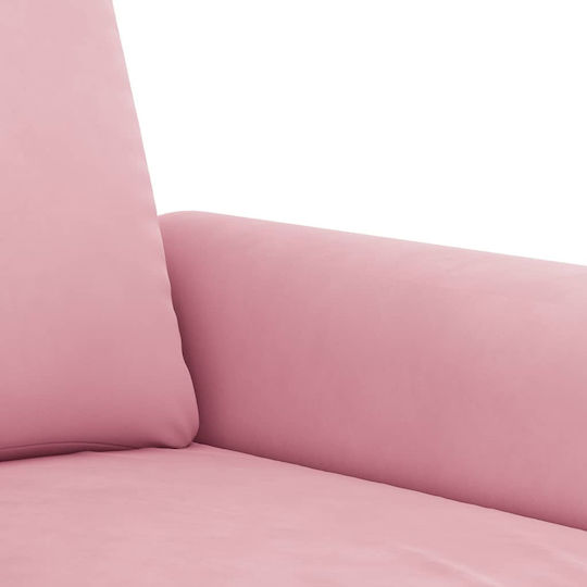 Living Room Furniture Set 3-Seater & 2-Seater & Armchair & Stool Pink