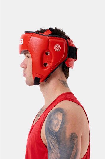 Sting Adult Open Face Boxing Headgear Red