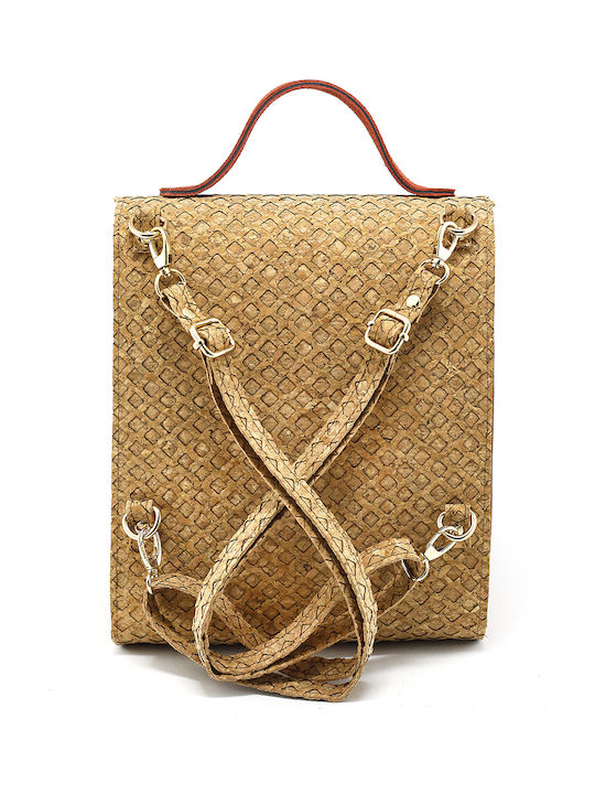 Leder Damentasche Rucksack Beige