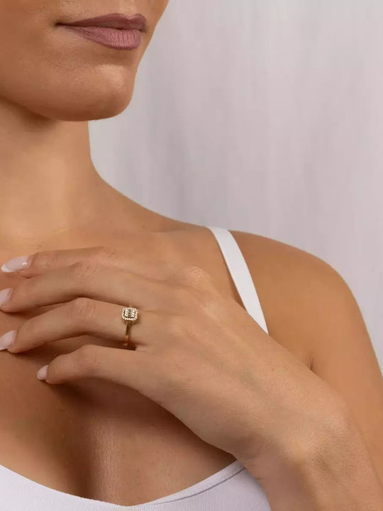 Set with Necklace , Earrings & Ring from Gold 14K with Stones