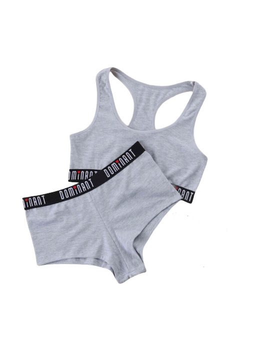 Dominant Underwear Set with Slip Gray