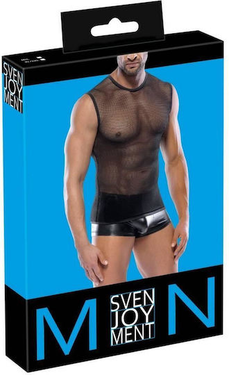 Svenjoyment Underwear Ημιδιαφανές Αμάνικο Sexy Ανδρικό Top Μαύρο