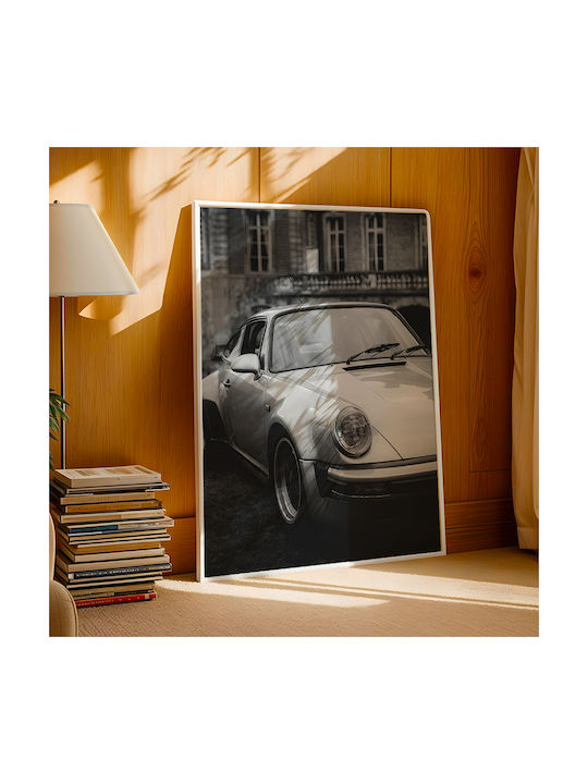 Poster Porsche 911 Turbo Cr055 30cm X 40cm Frame Natural Wooden Beige