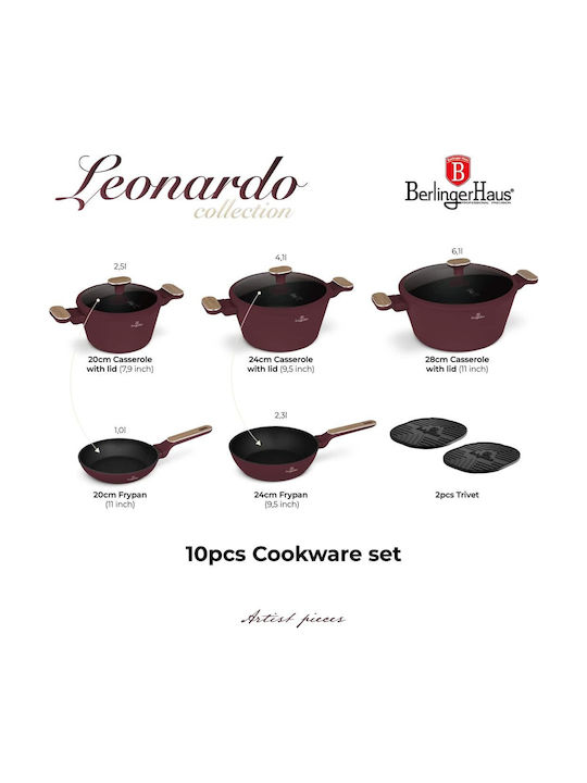 Berlinger Haus Leonardo Collection Cookware Set from Aluminum with Non-stick Interior Coating 5 Pieces