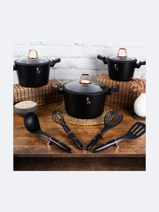 Berlinger Haus Black Rose Collection Σετ Κατσαρόλες από Αλουμίνιο Μαύρα με Επίστρωση από Πέτρα 10τμχ