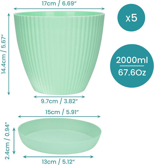 Belle Vous Set 5 Pots Plastic Multicolor with Saucer