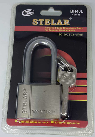 Stelar Ατσάλινο Λουκέτο Πέταλο με Κλειδί 40mm Ασημί