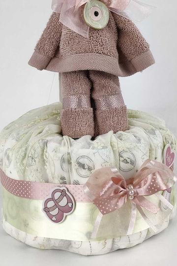 Dama Koupa Χειροποίητο Diaper Cake από Ξύλο για Κορίτσι