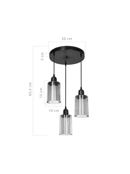 Pakketo PWL-1195 Black Ceiling Light with E27 Socket 30x30x80cm