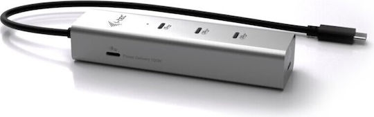 i-tec Hub USB Metal 5 Porturi USB 3.2 cu Conectare USB-C Argintiu
