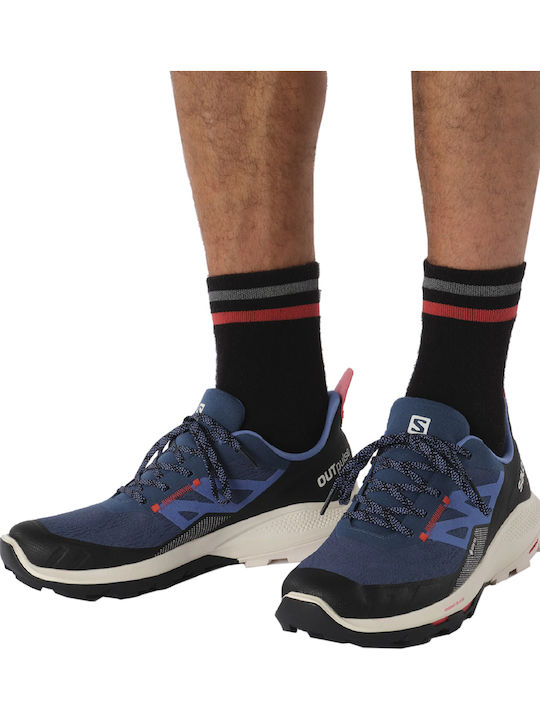Salomon Outpulse GTX Men's Hiking Shoes Gore-Tex Blue Vanille Ice Poppy Red