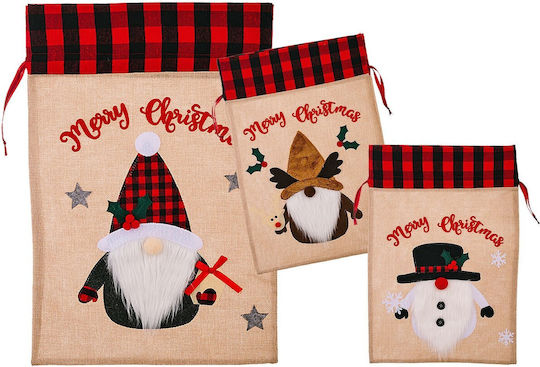 XMASfest Fabric Christmas Sack for Gift Beige 57x38cm.