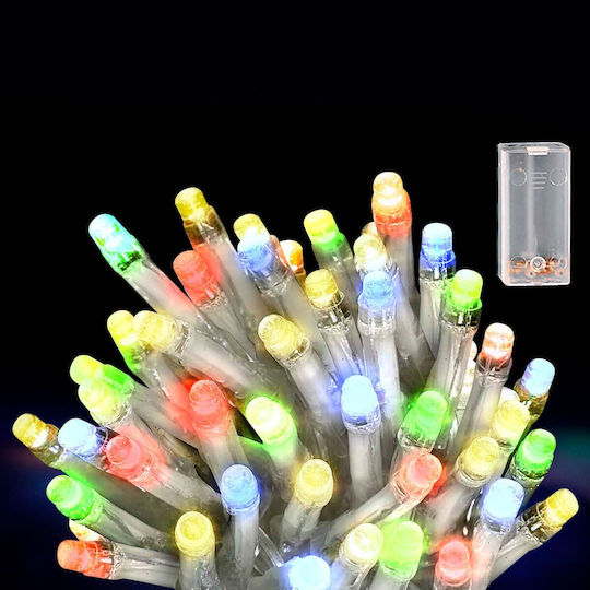 50 Lichterketten LED 5.2m. Mehrfarbige Batterie in Zeichenfolge 1Stück