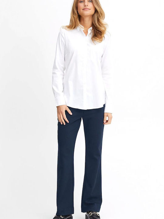 Women's Fabric Capri Trousers with Elastic Regular Fit Navy