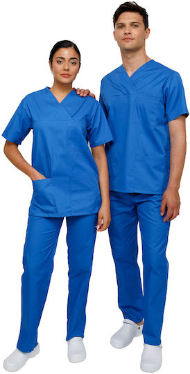 Ultima Unisex Blue Pants & Blouse Set Cotton and Polyester